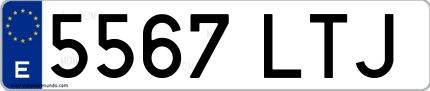 Ejemplo de matrícula española 5567 LTJ