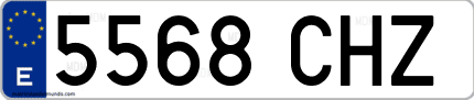Ejemplo de matrícula de coche ordinaria 5568 CHZ