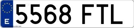 Ejemplo de matrícula española 5568 FTL