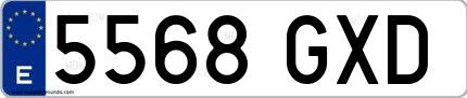 Ejemplo de matrícula española 5568 GXD