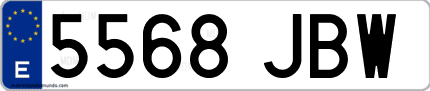 Ejemplo de matrícula de coche ordinaria 5568 JBW