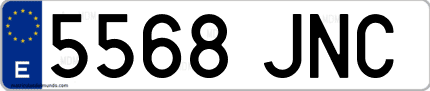 Ejemplo de matrícula de coche ordinaria 5568 JNC