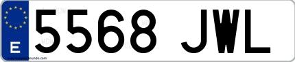 Ejemplo de matrícula española 5568 JWL