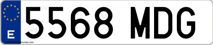 Ejemplo de matrícula de coche ordinaria 5568 MDG