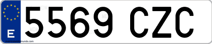 Ejemplo de matrícula de coche ordinaria 5569 CZC