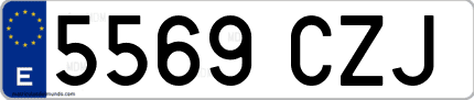 Ejemplo de matrícula de coche ordinaria 5569 CZJ