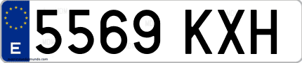 Ejemplo de matrícula de coche ordinaria 5569 KXH