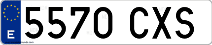 Ejemplo de matrícula de coche ordinaria 5570 CXS