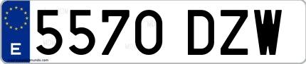 Ejemplo de matrícula española 5570 DZW
