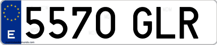 Ejemplo de matrícula de coche ordinaria 5570 GLR