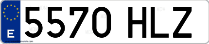 Ejemplo de matrícula de coche ordinaria 5570 HLZ