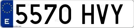 Ejemplo de matrícula española 5570 HVY