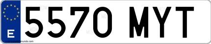 Ejemplo de matrícula española 5570 MYT