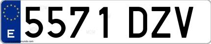 Ejemplo de matrícula española 5571 DZV