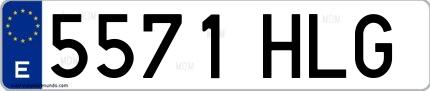 Ejemplo de matrícula española 5571 HLG
