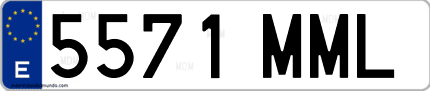 Ejemplo de matrícula de coche ordinaria 5571 MML