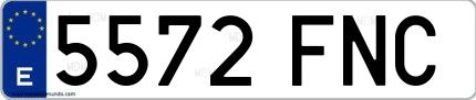 Ejemplo de matrícula española 5572 FNC