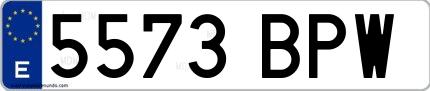 Ejemplo de matrícula española 5573 BPW