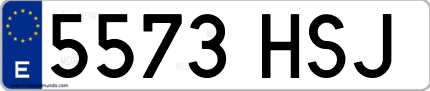 Ejemplo de matrícula de coche ordinaria 5573 HSJ