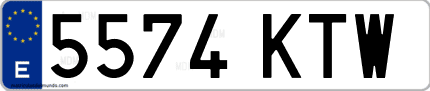 Ejemplo de matrícula de coche ordinaria 5574 KTW