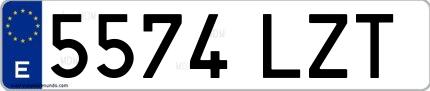 Ejemplo de matrícula española 5574 LZT