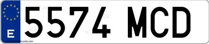 Ejemplo de matrícula española 5574 MCD