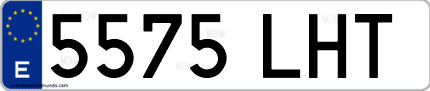 Ejemplo de matrícula de coche ordinaria 5575 LHT