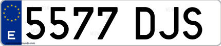 Ejemplo de matrícula de coche ordinaria 5577 DJS