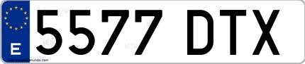Ejemplo de matrícula española 5577 DTX