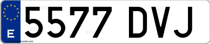 Ejemplo de matrícula de coche ordinaria 5577 DVJ