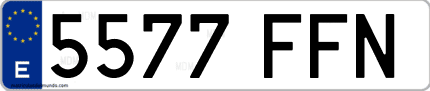 Ejemplo de matrícula de coche ordinaria 5577 FFN