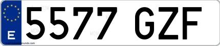 Ejemplo de matrícula española 5577 GZF
