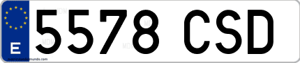 Ejemplo de matrícula de coche ordinaria 5578 CSD