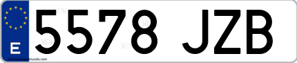 Ejemplo de matrícula de coche ordinaria 5578 JZB