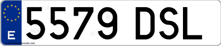 Ejemplo de matrícula de coche ordinaria 5579 DSL