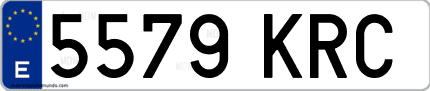 Ejemplo de matrícula de coche ordinaria 5579 KRC