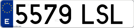 Ejemplo de matrícula de coche ordinaria 5579 LSL