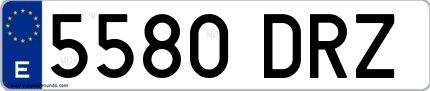 Ejemplo de matrícula española 5580 DRZ
