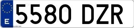 Ejemplo de matrícula española 5580 DZR