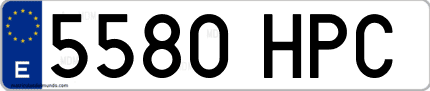 Ejemplo de matrícula de coche ordinaria 5580 HPC