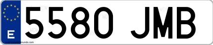Ejemplo de matrícula española 5580 JMB