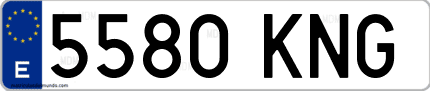 Ejemplo de matrícula de coche ordinaria 5580 KNG