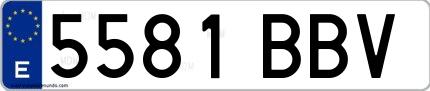 Ejemplo de matrícula española 5581 BBV