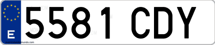 Ejemplo de matrícula de coche ordinaria 5581 CDY
