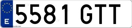 Ejemplo de matrícula española 5581 GTT
