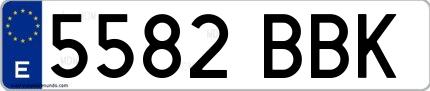 Ejemplo de matrícula española 5582 BBK