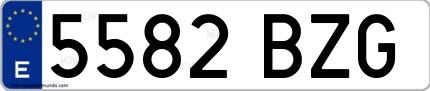 Ejemplo de matrícula española 5582 BZG