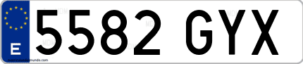 Ejemplo de matrícula de coche ordinaria 5582 GYX