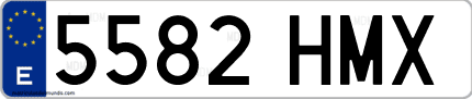Ejemplo de matrícula de coche ordinaria 5582 HMX