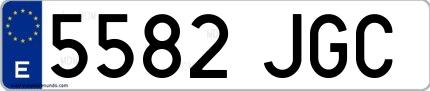 Ejemplo de matrícula española 5582 JGC